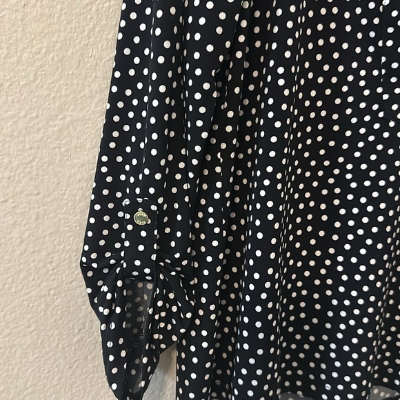 Anne Klein Women’s L Black/White Polka Dot Blouse - Picture 5 of 7